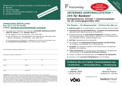 INTERNES KONTROLLSYSTEM IKS f&uuml;r Banken!
