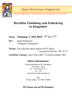 Herzliche Einladung zum Einkehrtag in Klagenfurt