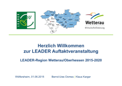 Herzlich Willkommen zur LEADER Auftaktveranstaltung
