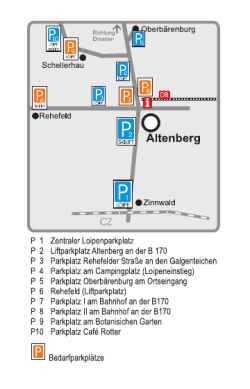Zentraler Loipenparkplatz Liftparkplatz Altenberg an der B 170