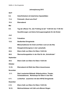 Jahresplanung 2015 April 9.4. Osterfr&uuml;hst&uuml;ck mit