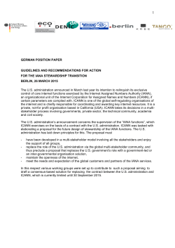 German Position Paper concerning IANA Stewardship