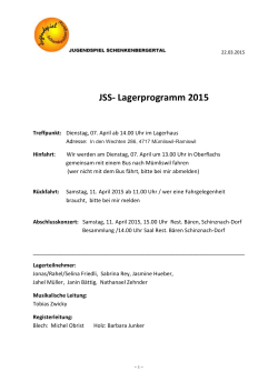 JSS- Lagerprogramm 2015