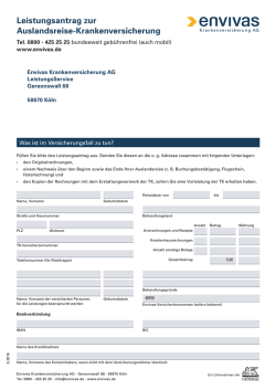 Leistungsantrag zur Auslandsreise-Krankenversicherung