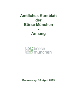 Amtliches Kursblatt der Börse München - Anhang