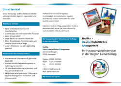 Ihr Hauswirtschaftsservice in der Region Leine/Solling