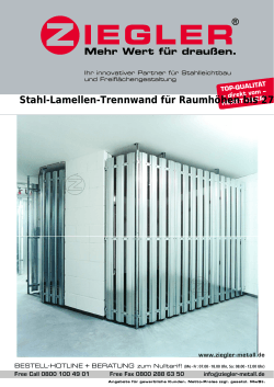 Stahl-Lamellen-Trennwand für Raumhöhen bis 2780 mm