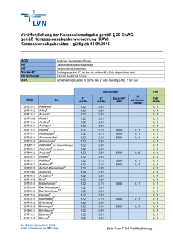 Konzessionsabgabesätze - LEW Verteilnetz im Überblick