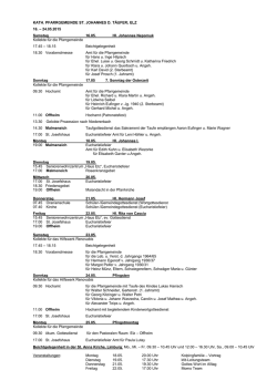 Gottesdienstordnung vom 16.05. bis 24.05.2015