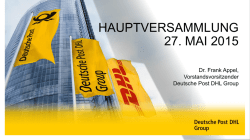 HAUPTVERSAMMLUNG 27. MAI 2015