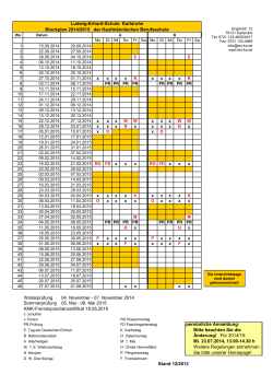 Winterprüfung 04. November - 07. November 2014 Sommerprüfung