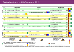 Gottesdienstplan September bis Dezember 2014 Gottesdienstplan