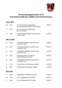Veranstaltungskalender 2015 Gemeinde Sondheim v.d.Rhön mit