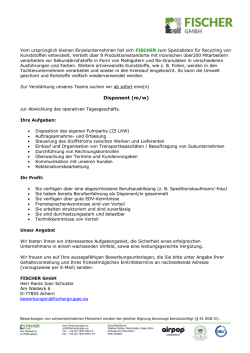 Disponent (m/w) - Fischer Gruppe