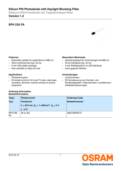 Silicon PIN Photodiode with Daylight Blocking Filter Silizium
