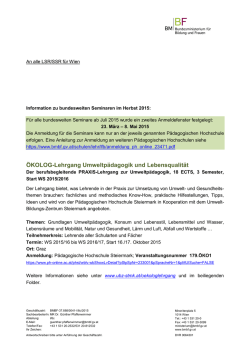 Information zu bundesweiten Seminaren im Herbst 2015 des BMBF
