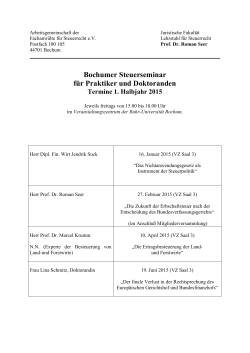Bochumer Steuerseminar für Praktiker und Doktoranden Termine 1