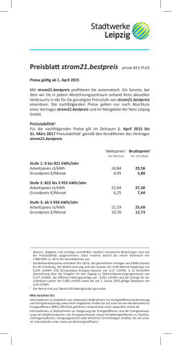 Preisblatt strom21.bestpreis privat B15 PLUS