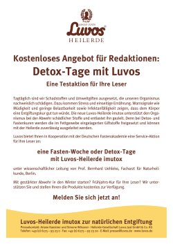 Mitmach Aktion Luvos Detox-Tage 2015 - Luvos