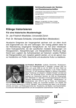Klänge historisieren - Institute of Advanced Study in the Humanities