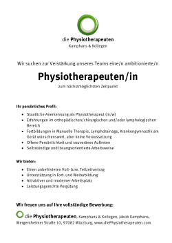 Physiotherapeuten/in - die Physiotherapeuten, Kamphans & Kollegen