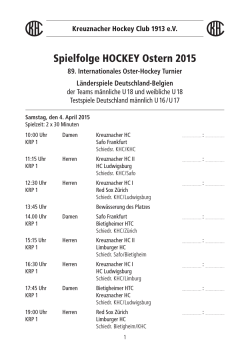 Spielfolge HOCKEY Ostern 2015 - Kreuznacher Hockey Club 1913