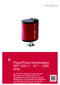 Piezo/Pirani Kombination RPT 200 (1 · 10-4