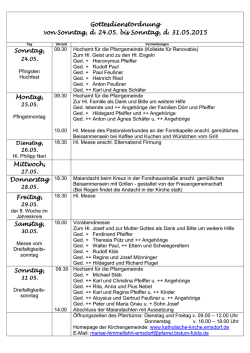 Gottesdienstordnung vom 24.05.