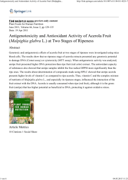 Antigenotoxicity and Antioxidant Activity of Acerola Fruit (Malpighia