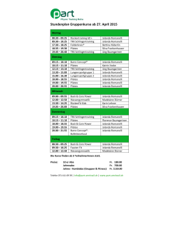Stundenplan Gruppenkurse ab 27. April 2015