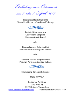 Einladung zum Ostermenü 2015 Schaukasten