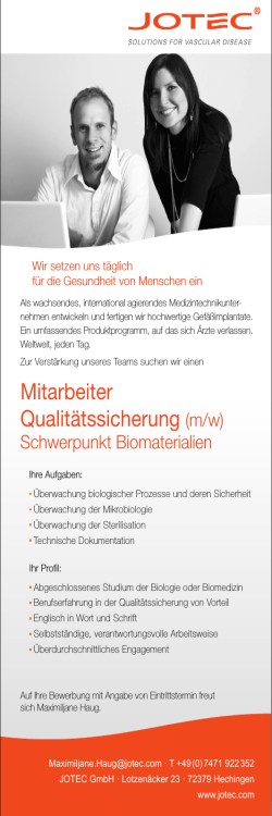 Mitarbeiter Qualitaetssicherung (m/w)