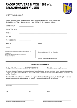 Beitrittserklärung für Mitgliedschaft im RSV - RSV Bruchhausen