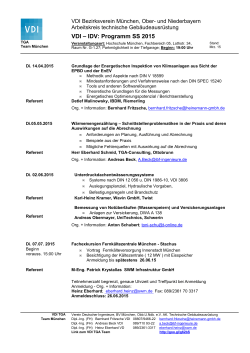 VDI – IDV: Programm SS 2015 - Verein Deutscher Ingenieure