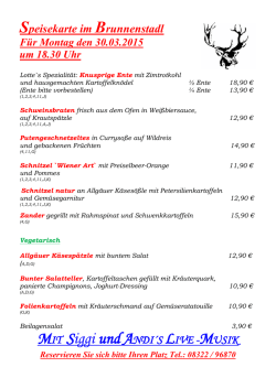 Speisekarte im Brunnenstadl