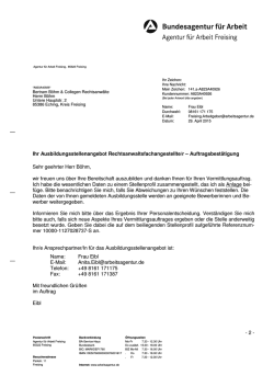 Ihr Ausbildungsstellenangebot Rechtsanwaltsfachangestellte/r