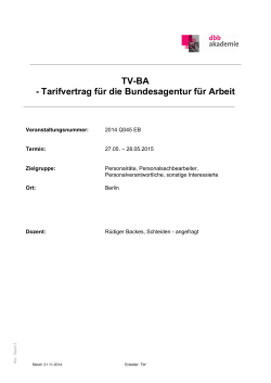 TV-BA - Tarifvertrag für die Bundesagentur für Arbeit