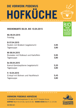 HOFK&Uuml;CHE - Vorwerk Podemus