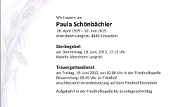 Paula Schönbächler - Kath. Pfarrei Einsiedeln