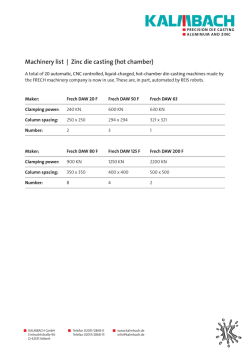 Machinery list | Zinc die casting (hot chamber)