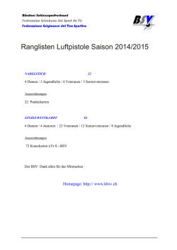 Ranglisten Luftpistole Saison 2014/2015