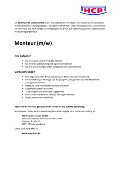 Monteur (m/w) - HCR - Heinrich Cremer GmbH