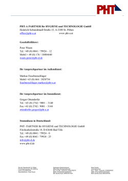 Ihre Ansprechpartner - PHT Partner f&uuml;r Hygiene und Technologie