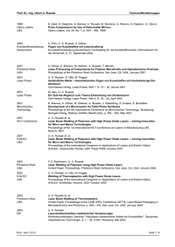 Liste der Veröffentlichungen (Stand 04/15)