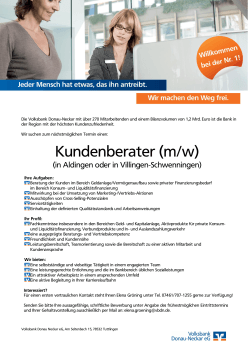Kundenberater (m/w) - Volksbank Donau