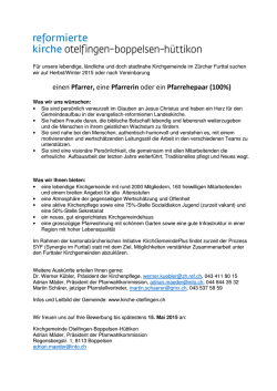 Inserat Pfarrer Otelfingen - bei der Evangelisch