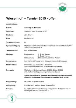 Wiesenhof - Turnier 02.05.2015
