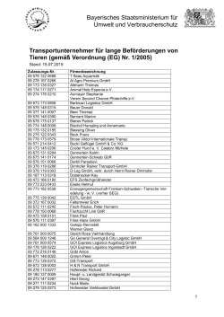 Liste der Transportunternehmen, Stand: 15.04.2015 ( , 46 KB)