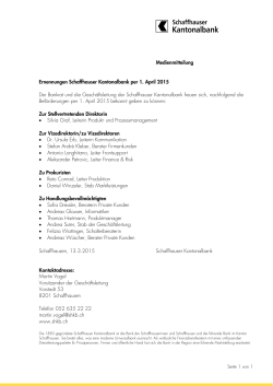 Medienmitteilung Ernennungen per 1. April 2015
