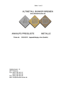 17.03.2015 Ankaufspreisliste Metalle